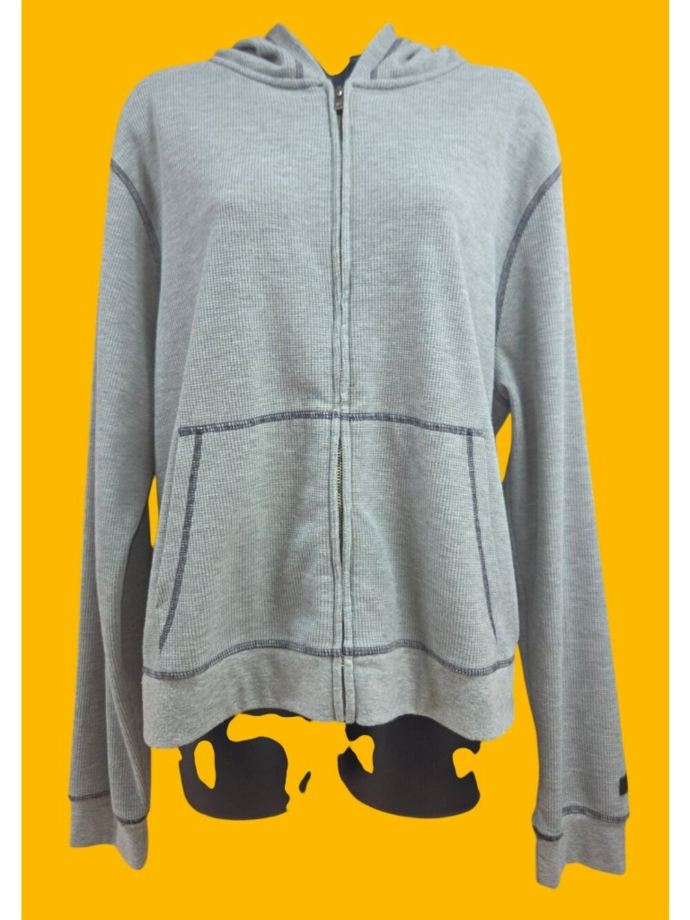 Fabletics Womens Gray Waffle Knit Full-Zip Hoodie 1X